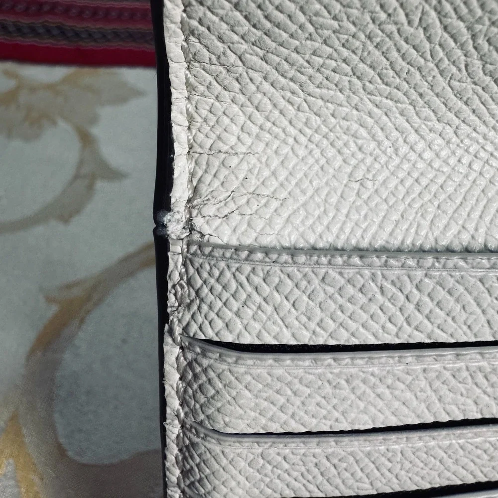 Coach F57319 Signature Canvas White Leather Long Wallet Checkbook Clutch Bifold